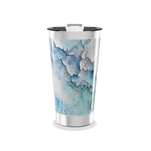 Copo Térmico - Azul com Estampa Abstrata