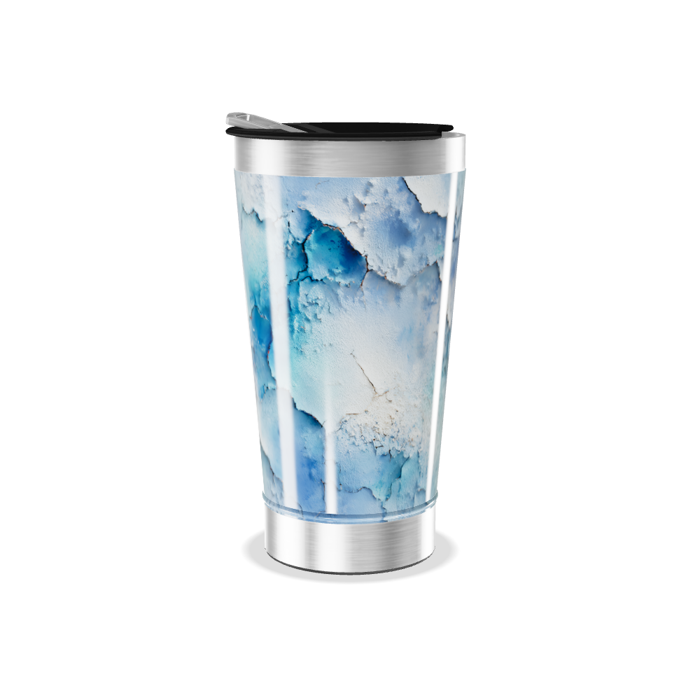 Copo Térmico - Azul com Estampa Abstrata