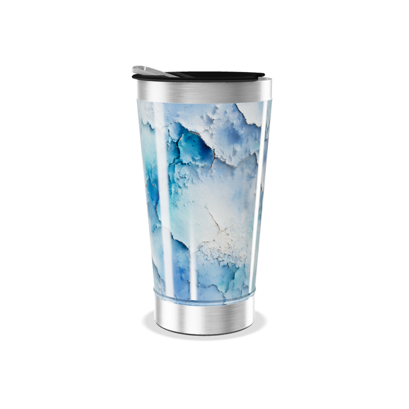 Copo Térmico - Azul com Estampa Abstrata