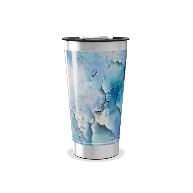 Copo Térmico - Azul com Estampa Abstrata