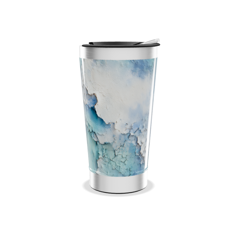 Copo Térmico - Azul com Estampa Abstrata