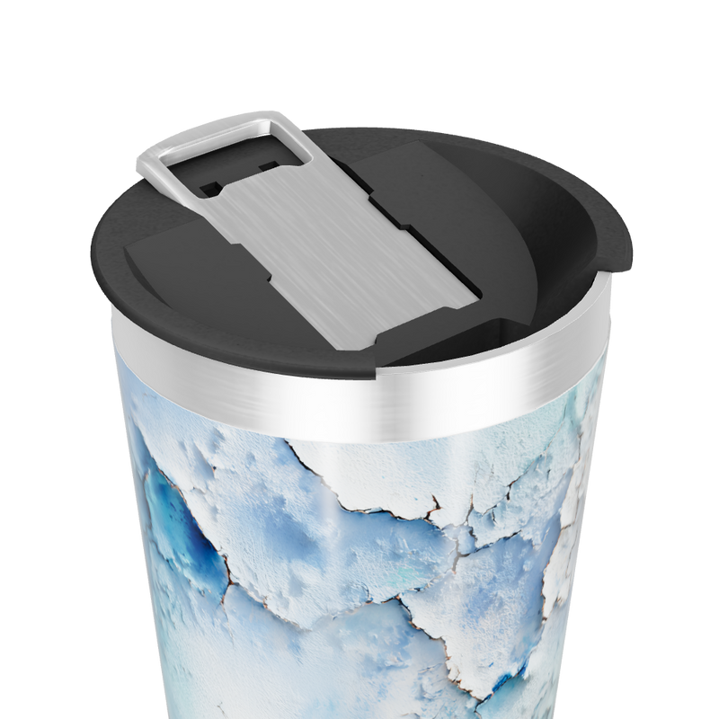 Copo Térmico - Azul com Estampa Abstrata