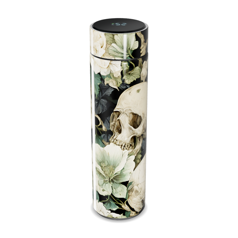 Garrafa Térmica Touch - Caveira Floral Preta