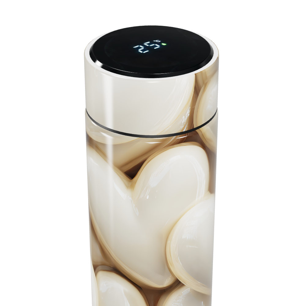 Garrafa Térmica Touch Corações Branca