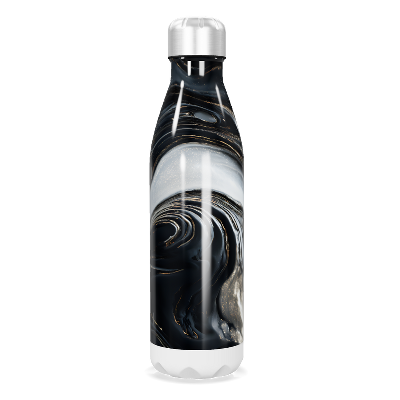 Garrafa Inox - Preta com Estampa Marmorizada
