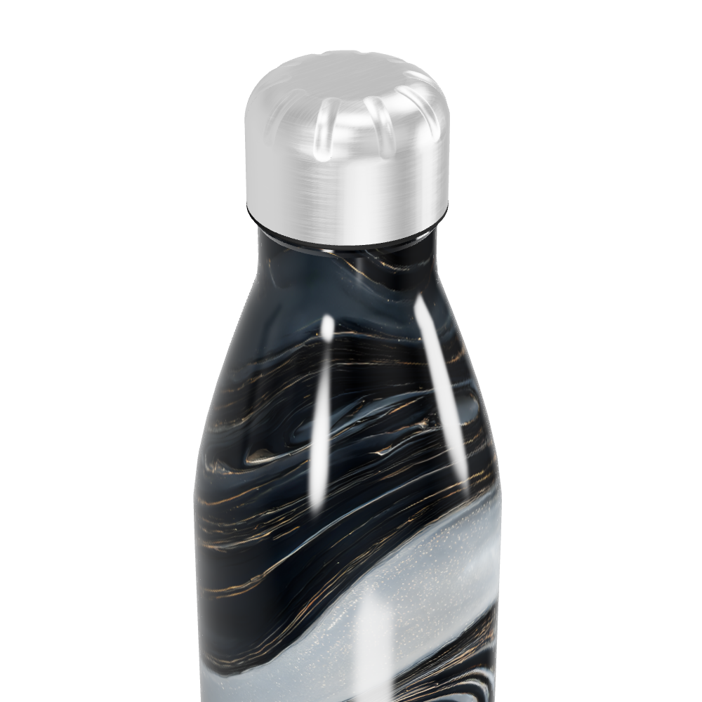 Garrafa Inox - Preta com Estampa Marmorizada