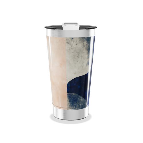Copo Térmico - Abstrato Azul e Bege Inox