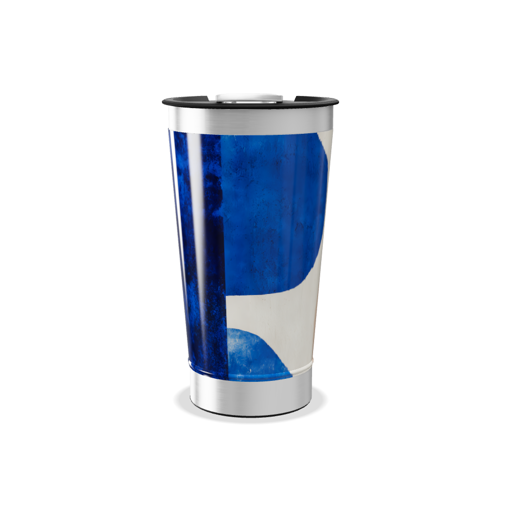 Copo Térmico - Abstrato Azul e Bege Inox