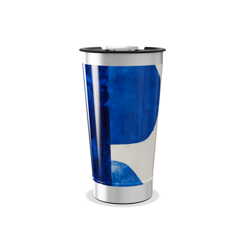 Copo Térmico - Abstrato Azul e Bege Inox