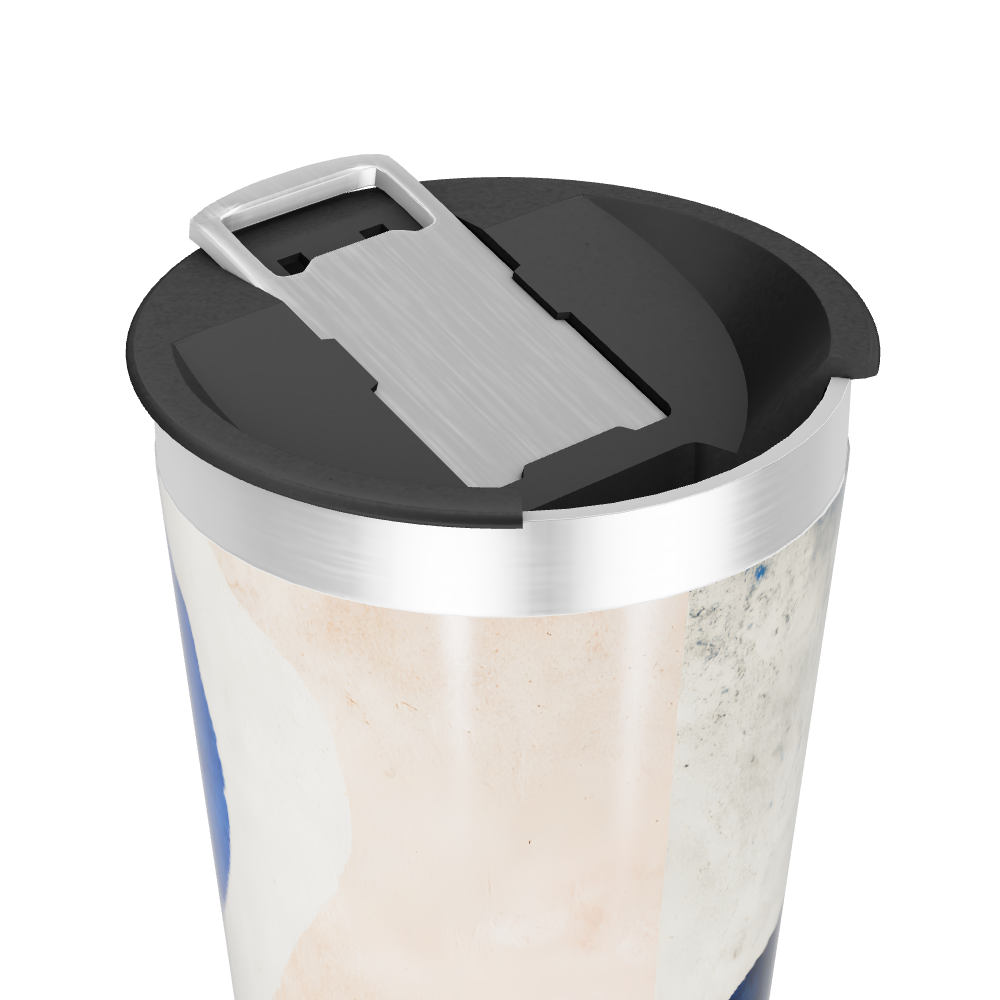 Copo Térmico - Abstrato Azul e Bege Inox