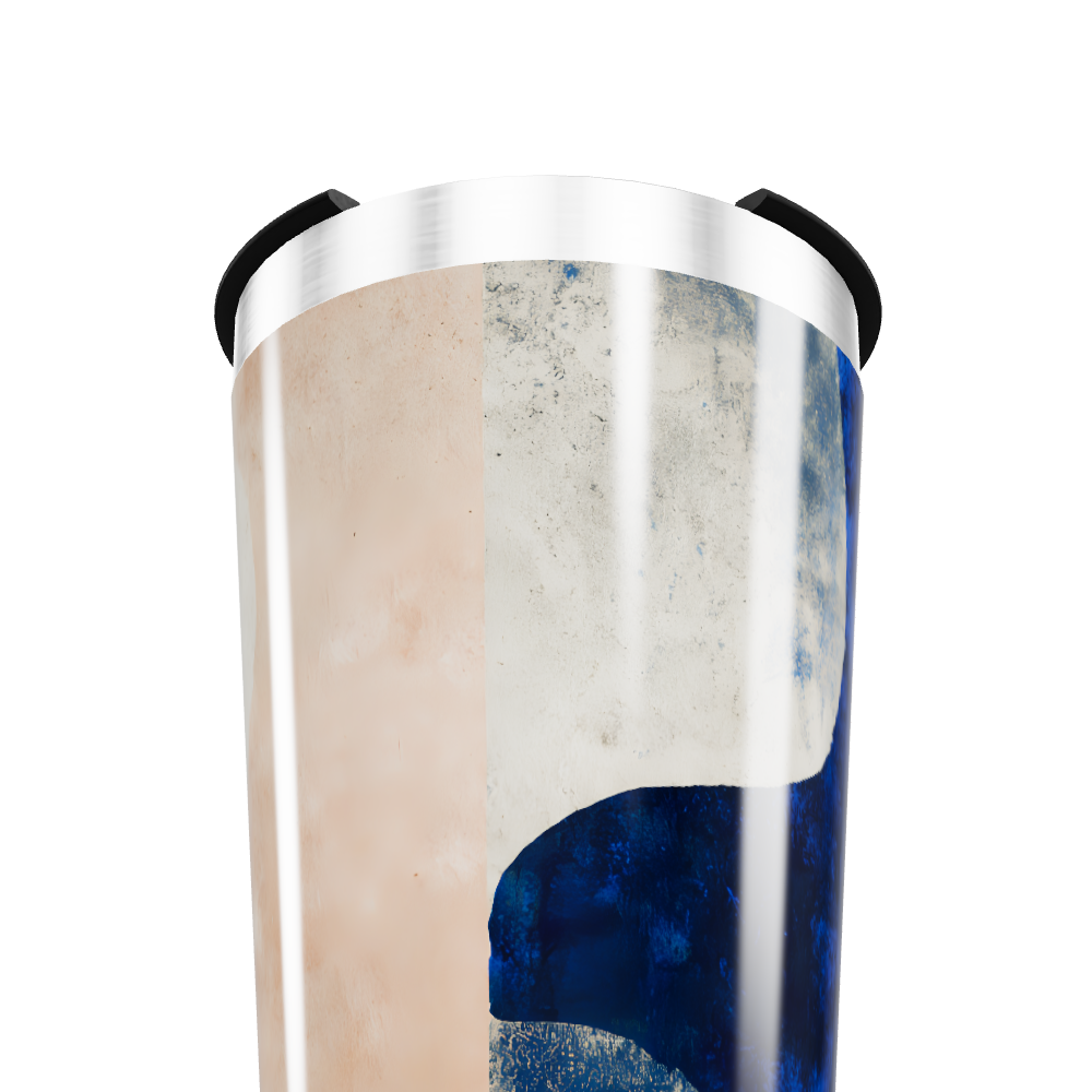 Copo Térmico - Abstrato Azul e Bege Inox
