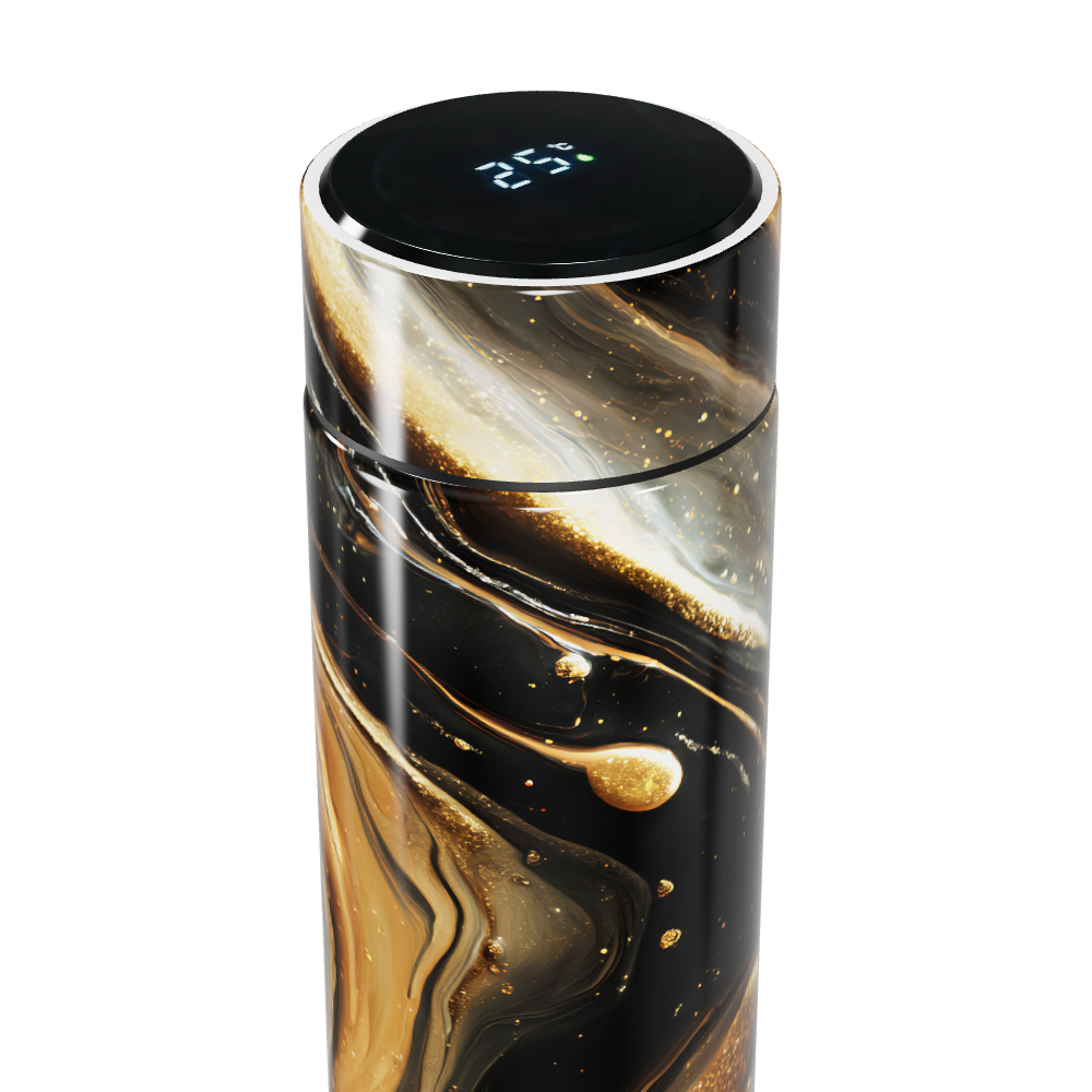 Garrafa Térmica Touch - Preta com Dourado Digital