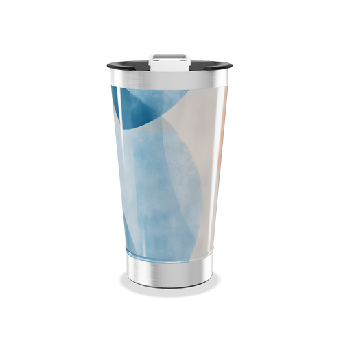 Copo Térmico - Azul com Estampa Abstrata