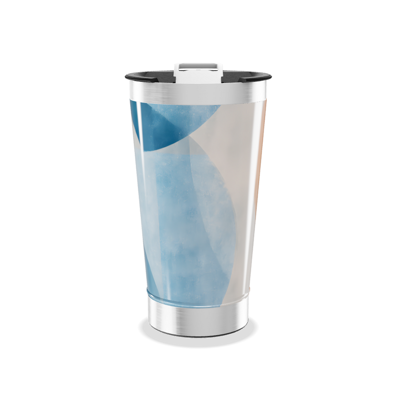 Copo Térmico - Azul com Estampa Abstrata