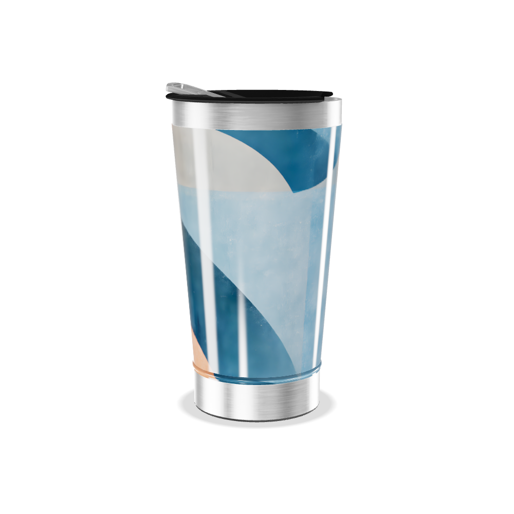 Copo Térmico - Azul com Estampa Abstrata