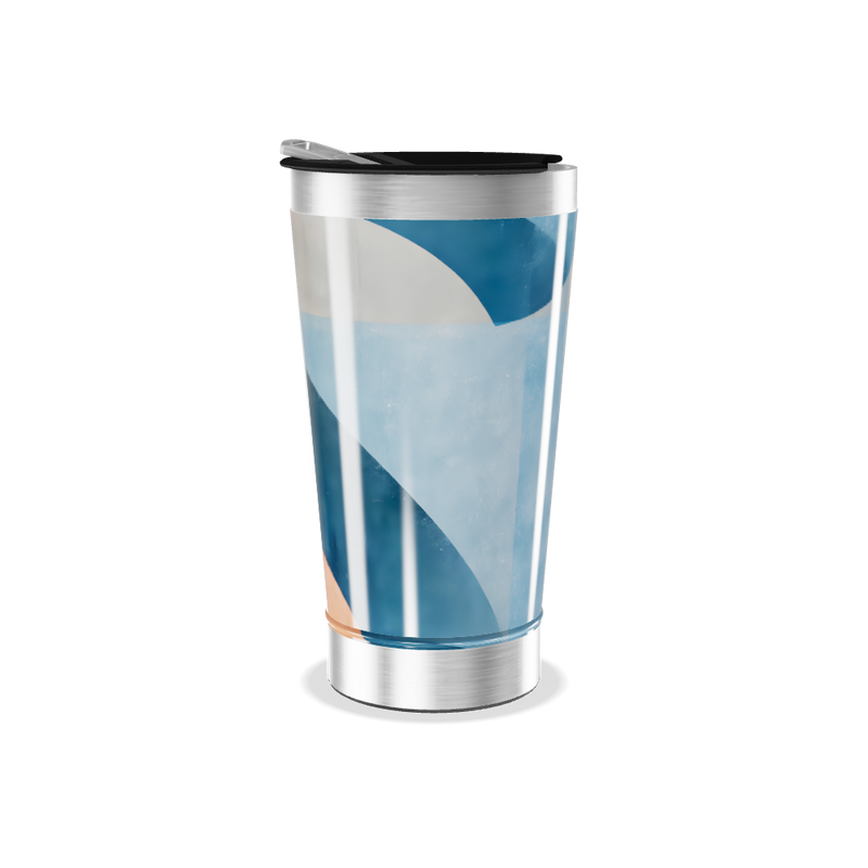 Copo Térmico - Azul com Estampa Abstrata