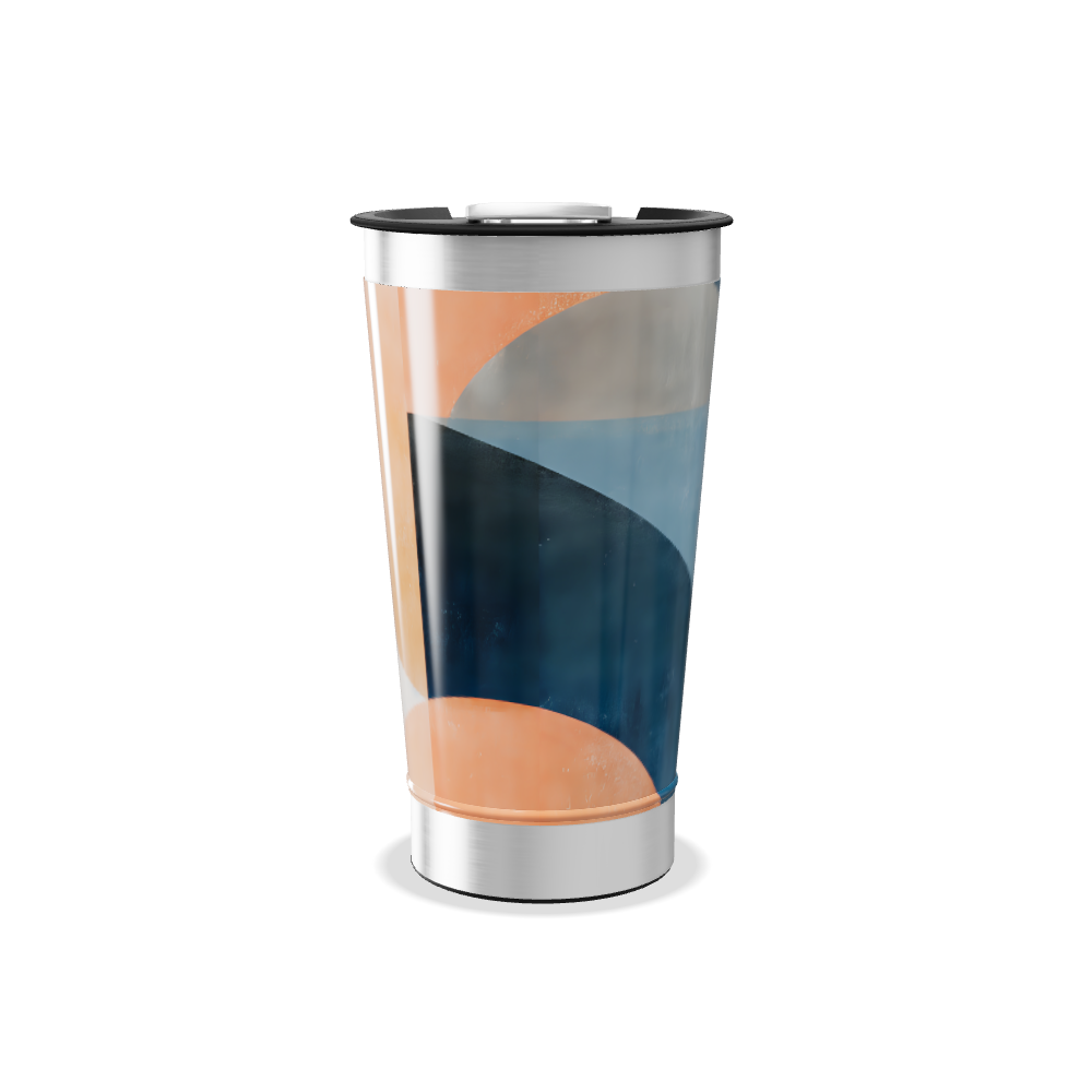 Copo Térmico - Azul com Estampa Abstrata