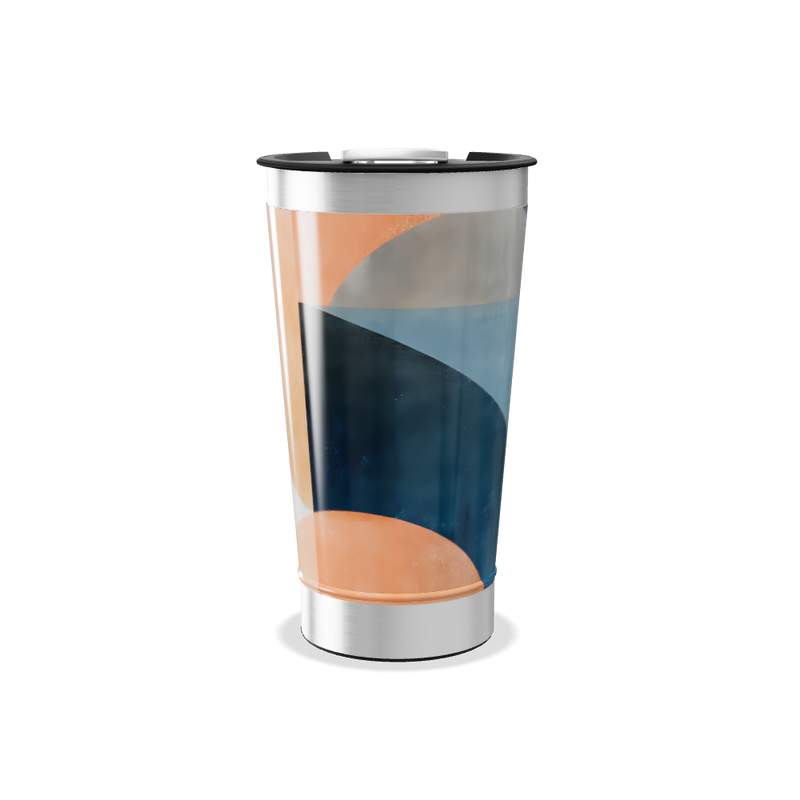 Copo Térmico - Azul com Estampa Abstrata