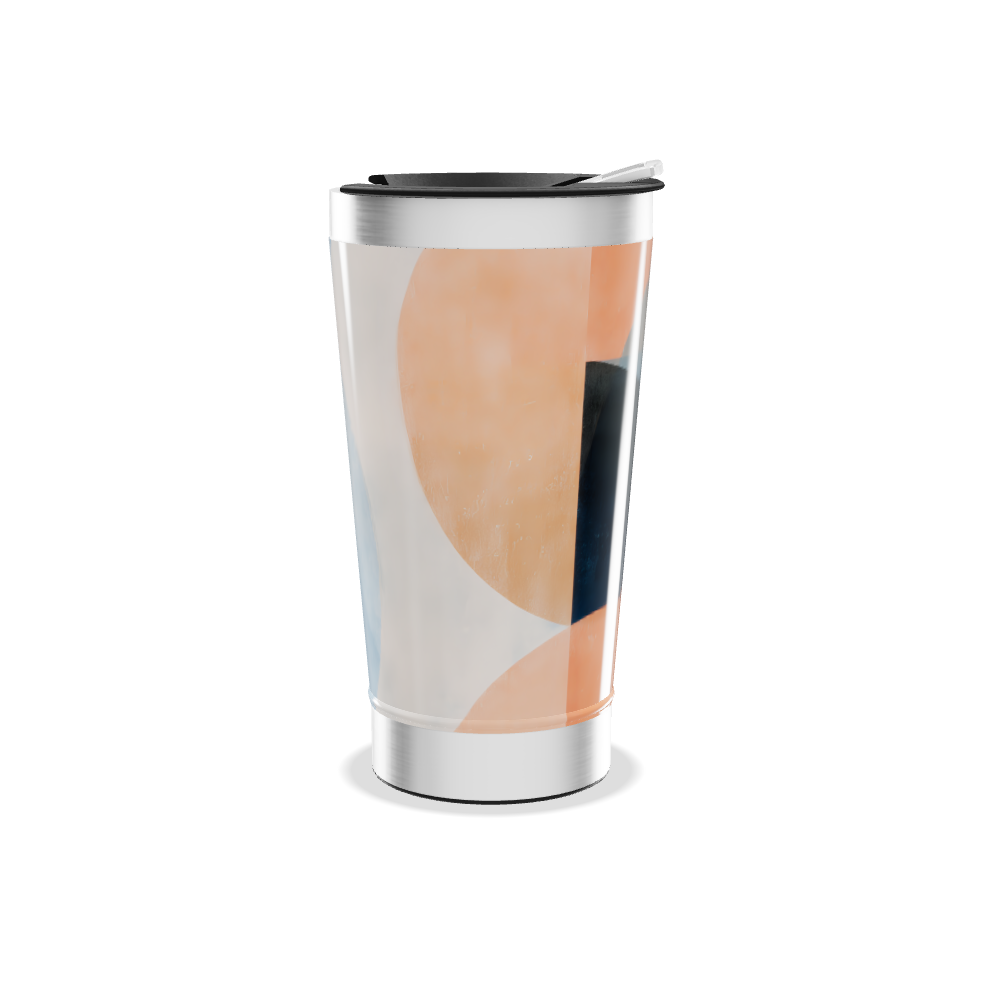 Copo Térmico - Azul com Estampa Abstrata