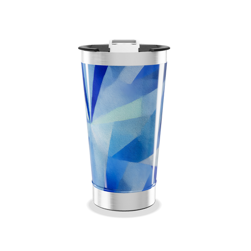 Copo Térmico - Azul Geométrico Aço Inox
