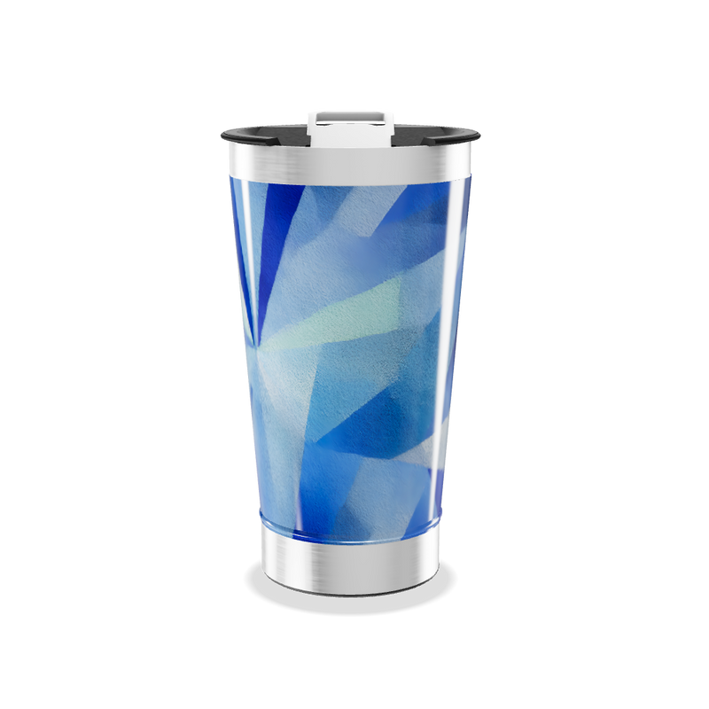 Copo Térmico - Azul Geométrico Aço Inox