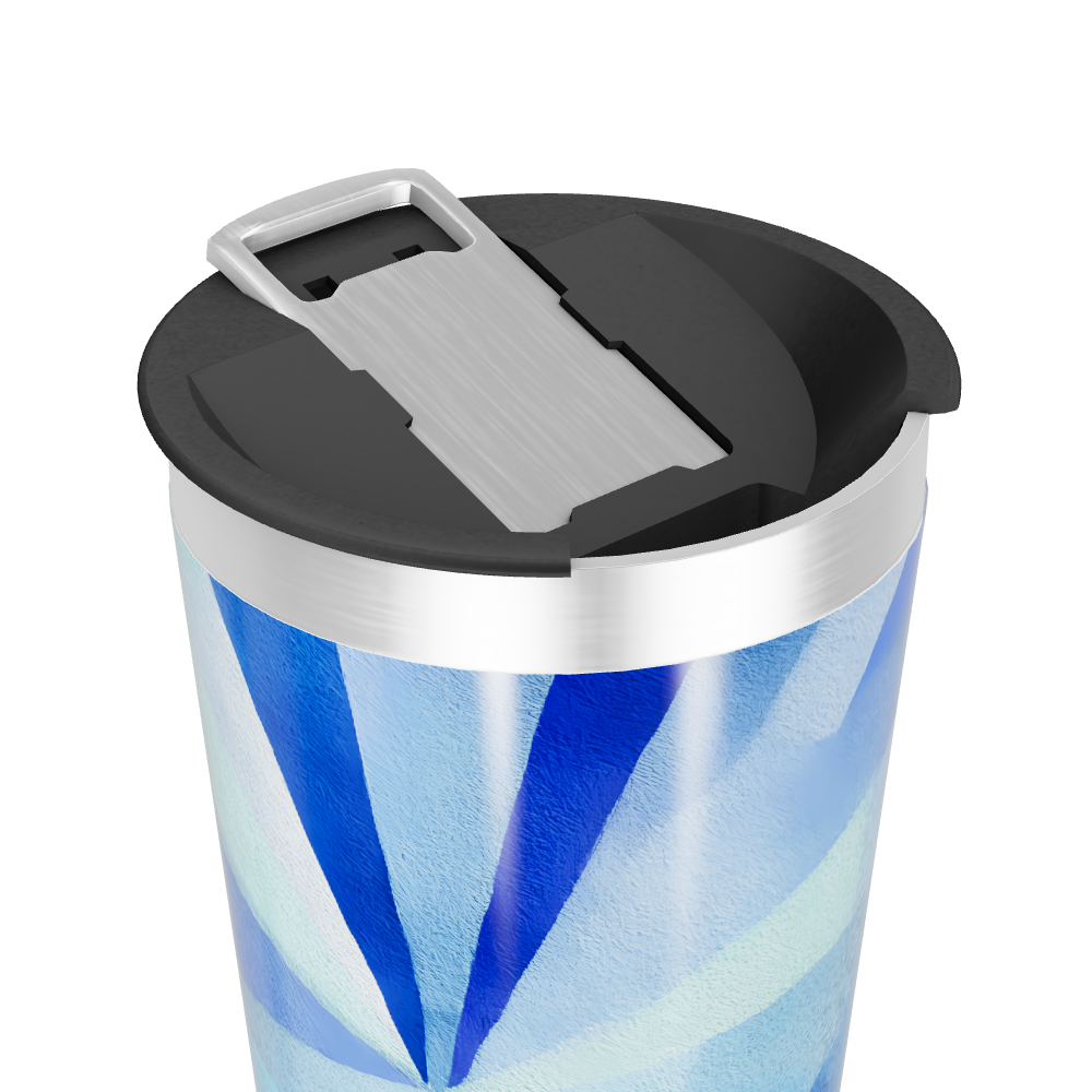 Copo Térmico - Azul Geométrico Aço Inox