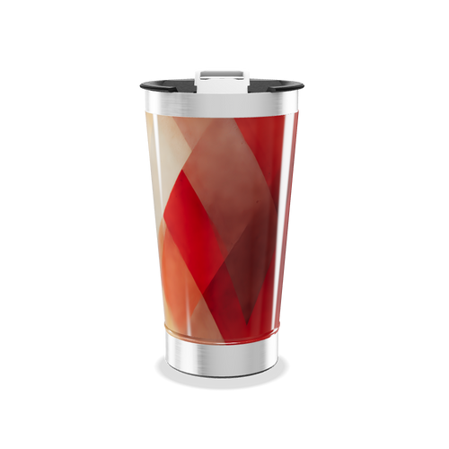 Copo Térmico - Estampa Geométrica Vermelha