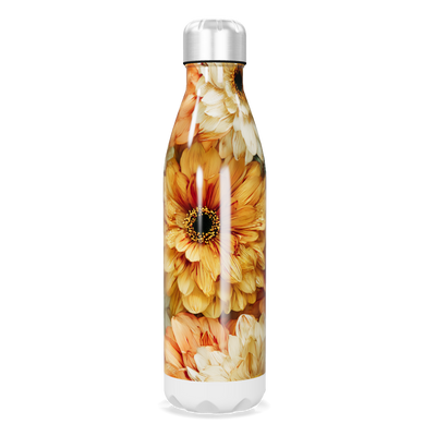 Garrafa Inox - Floral com flores laranjas