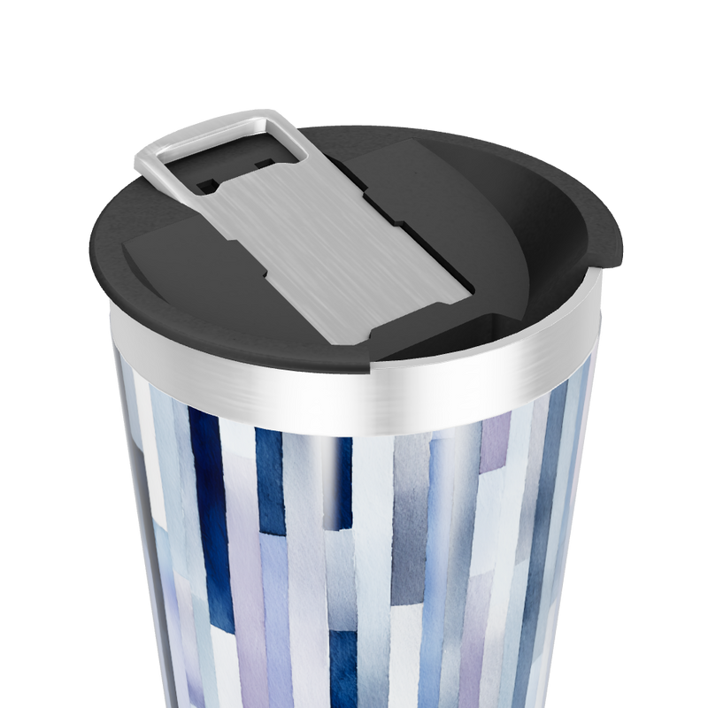 Copo Térmico - Listras Azul Aço Inox