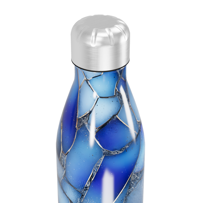 Garrafa Inox Azul - Estampa Vidro Quebrado