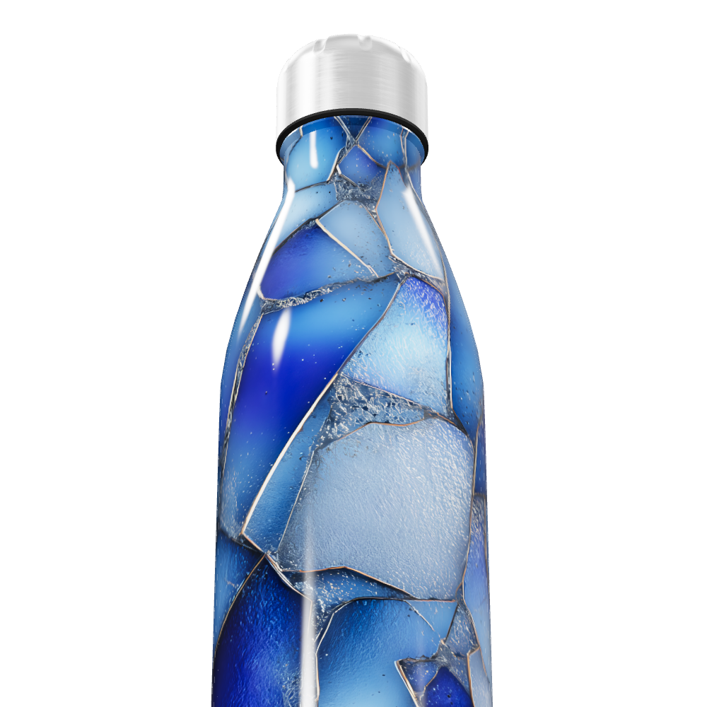 Garrafa Inox Azul - Estampa Vidro Quebrado