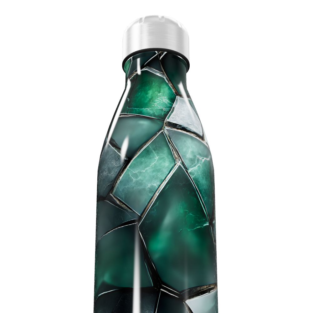 Garrafa Inox - Verde com Estampa Geométrica