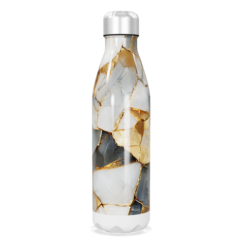 Garrafa Inox - Estampa Mármore Dourado