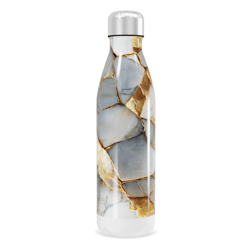Garrafa Inox - Estampa Mármore Dourado