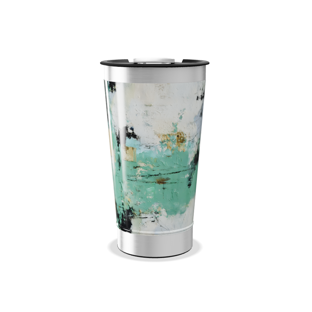 Copo Térmico - Verde Abstrato Aço Inox