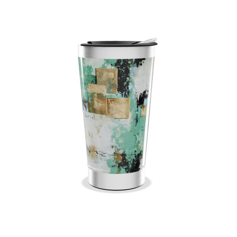 Copo Térmico - Verde Abstrato Aço Inox