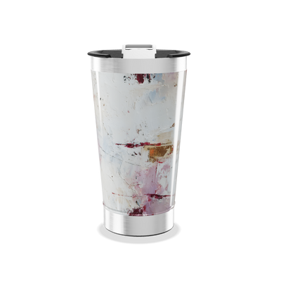 Copo Térmico - Abstrato Branco e Vermelho