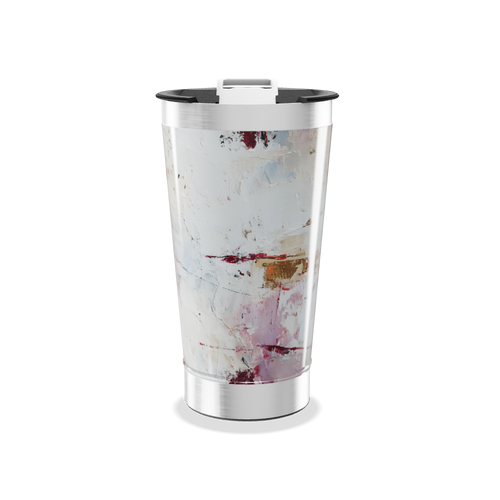 Copo Térmico - Abstrato Branco e Vermelho