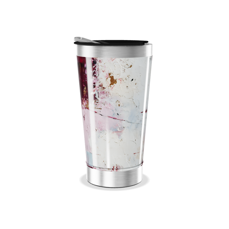 Copo Térmico - Abstrato Branco e Vermelho