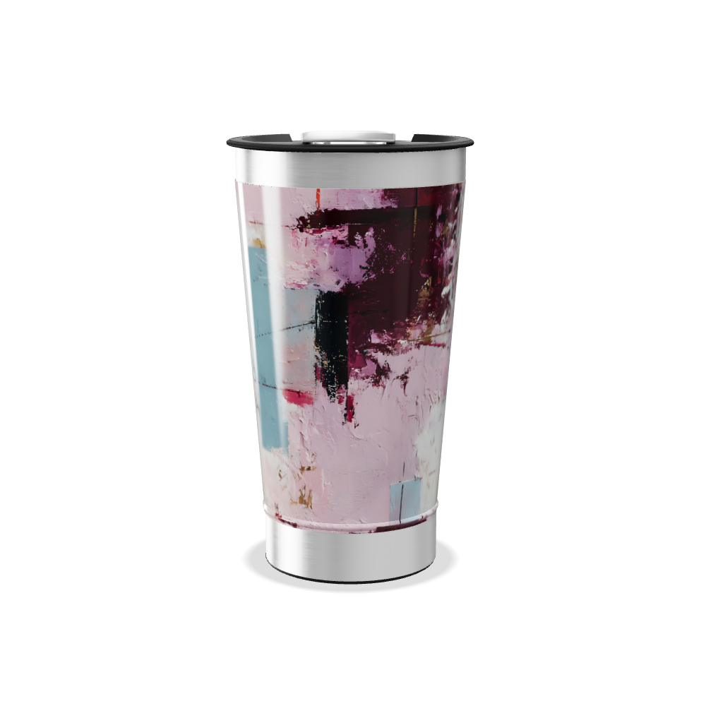 Copo Térmico - Abstrato Branco e Vermelho