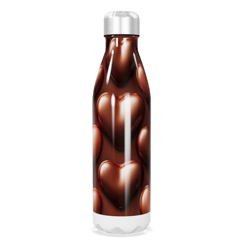 Garrafa Inox - Estampa Corações Marrom