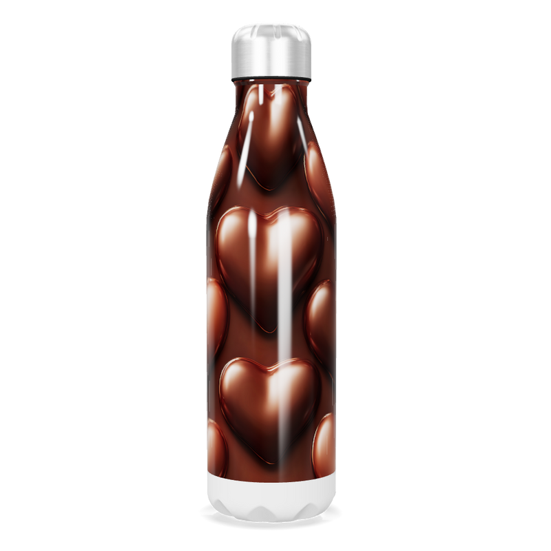 Garrafa Inox - Estampa Corações Marrom