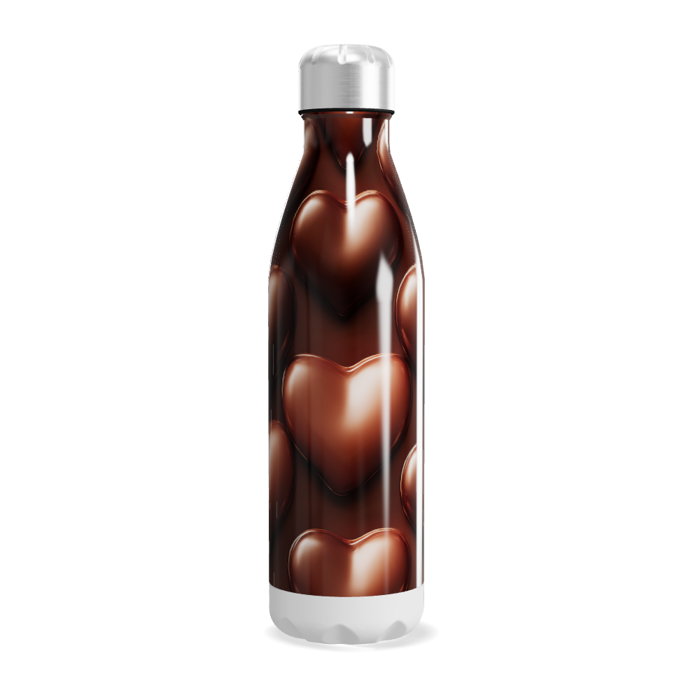 Garrafa Inox - Estampa Corações Marrom