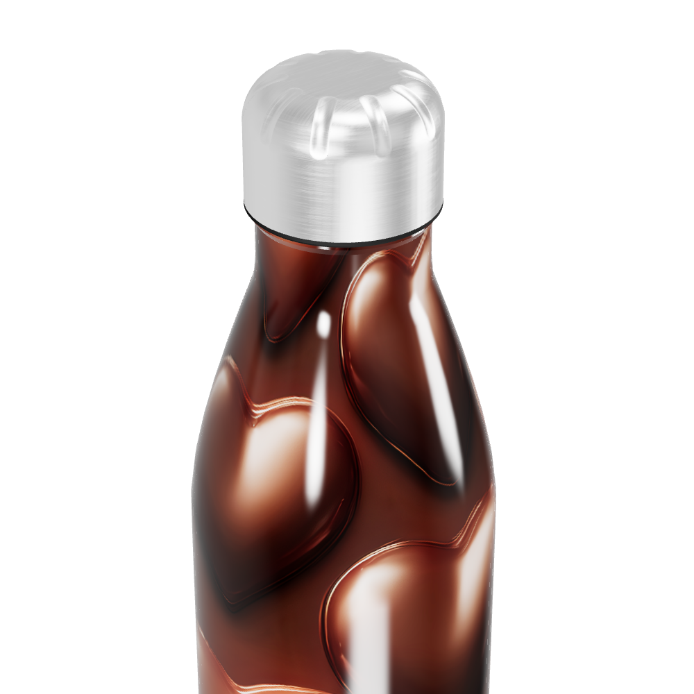 Garrafa Inox - Estampa Corações Marrom