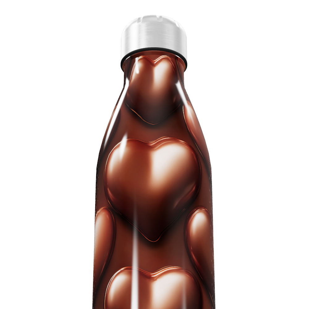 Garrafa Inox - Estampa Corações Marrom