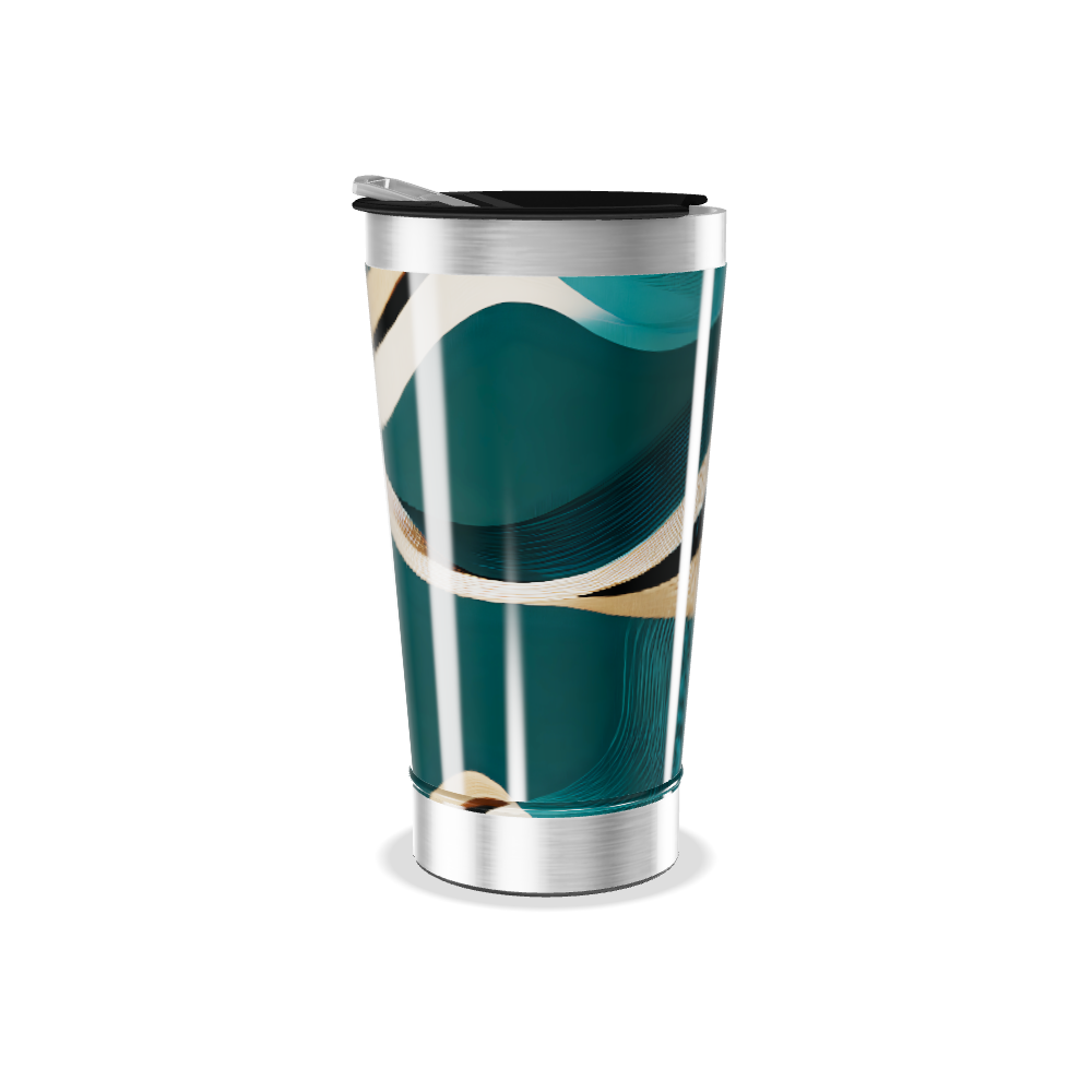 Copo Térmico - Abstrato Azul e Dourado