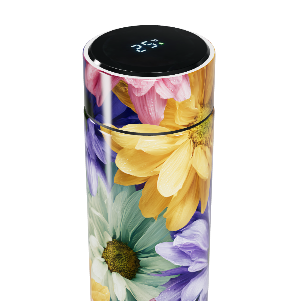 Garrafa Térmica Touch Floral Colorida Inox