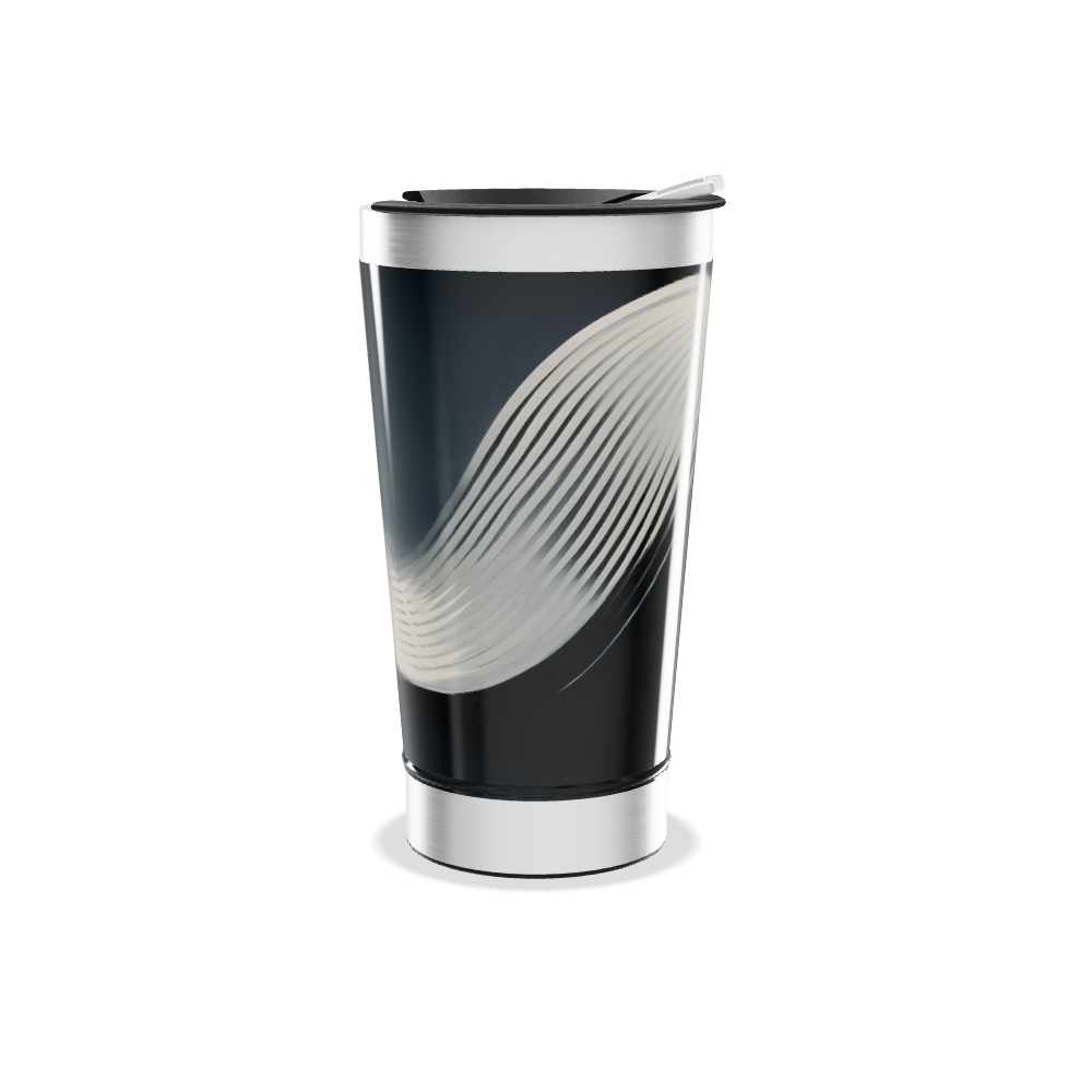 Copo Térmico - Preto com Ondas Brancas