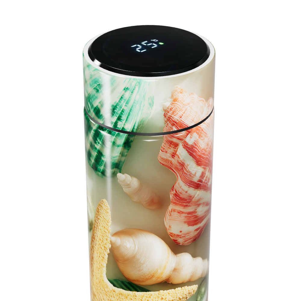 Garrafa Térmica Touch - Estampa Conchas e Folhas