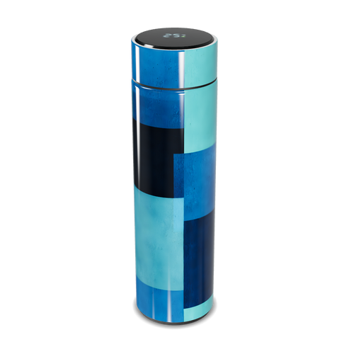 Garrafa Térmica Touch Azul - Design Geométrico